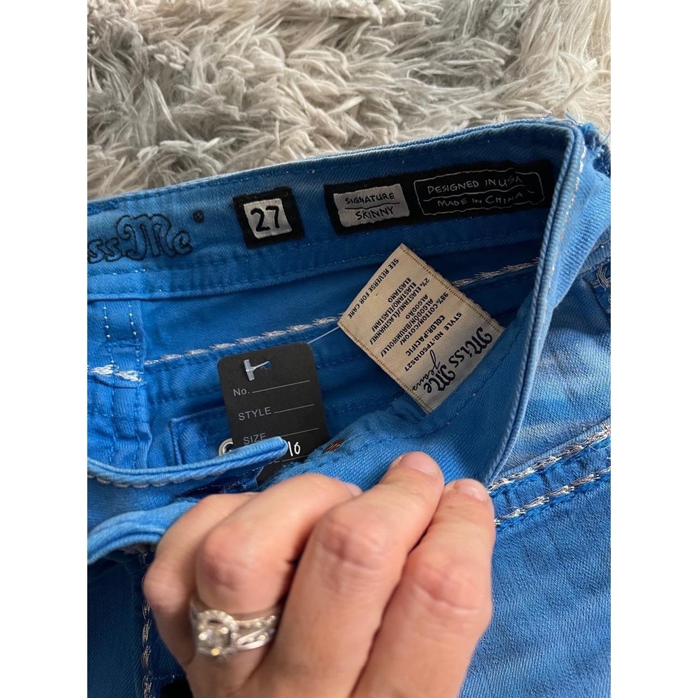 Miss Me Women's Skinny Jeans in Bright Blue - Picture 4 of 5